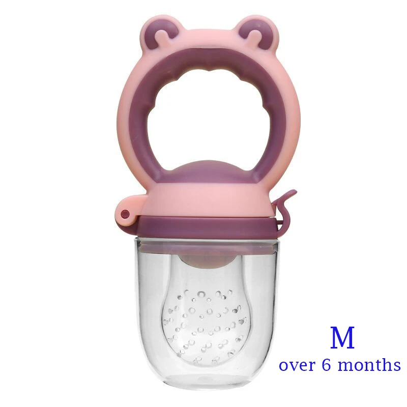 Purple M Детская свежая еда фруктовые овощные мельницы диспенсер для детского Соска с героями мультфильмов, кормушка для детского питания, уход за маслом, Безопасный инструмент BPA бесплатно - Цвет: Purple M