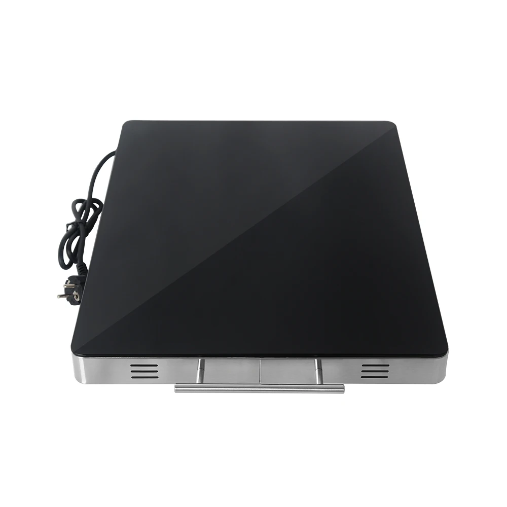 400W Electric Food Heating Plate Stainless Steel Body Food Warm Tray Glass Embedded Surface Wire Control Hot Plate Buffet 220V