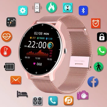 LIGE 2021 Smart watch Ladies Full touch Screen Sports Fitness watch IP67 waterproof Bluetooth For Android iOS Smart watch Female 1