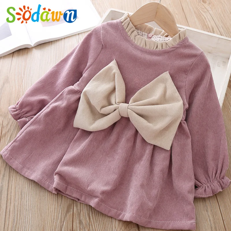 Sodawn Girl Dress Kids Spring Autumn Children Clothing 2020 Bow Party Long Sleeve Princess For Wedding | Детская одежда и обувь