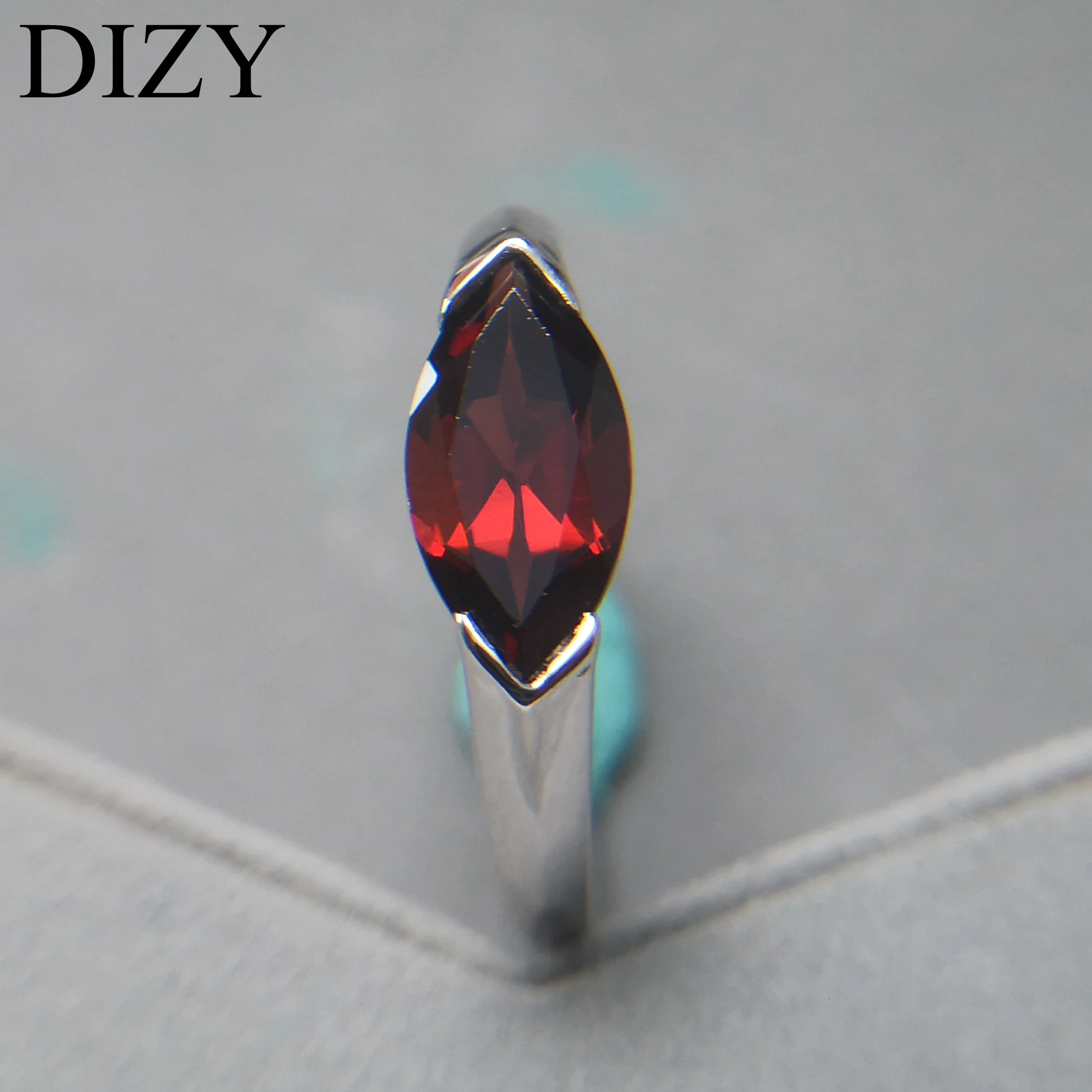 DIZY Marquise 2.0CT Natural Garnet Ring 925 Sterling Silver Gemstone Ring for Women Gift Wedding Engagement Jewelry
