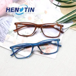 Henotin Reading Glasses Durable Men and Women Metal Hinge Plastic Rectangle Frame Reader Eyeglasses