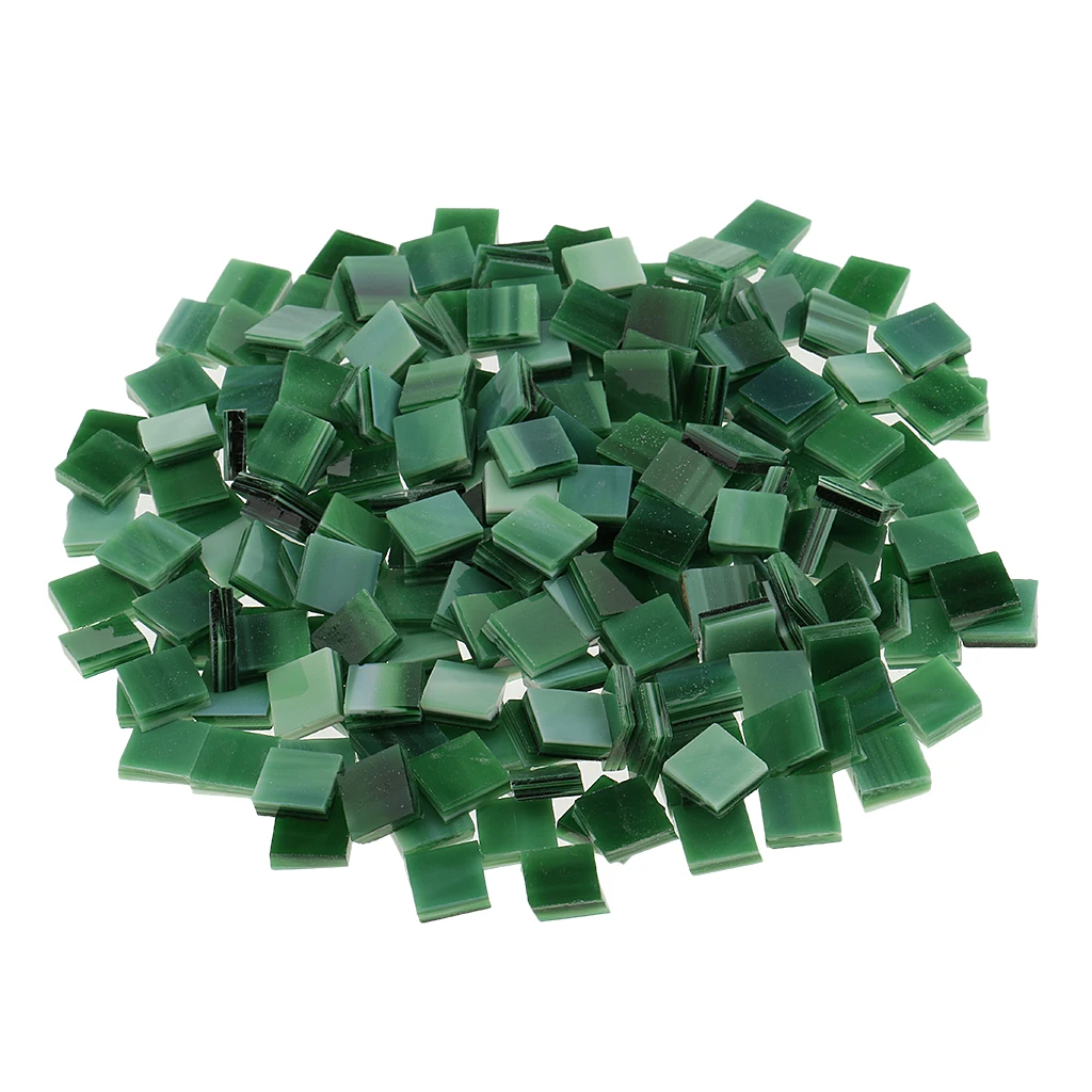 Green 250 шт. квадратная цветная стеклянная мозаичная плитка, сделай сам, художественные поделки, прозрачный камень 10x10 мм - Цвет: Green