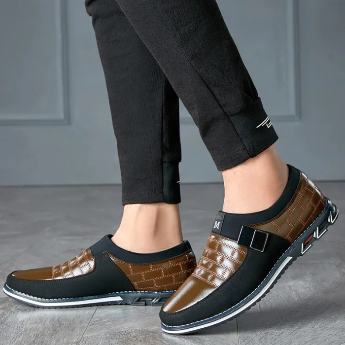 Men Casual PU Leather Shoes Loafers Breathable Non Slip Rubber Sole Walking Shoes H66