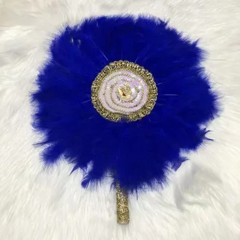 

African Ladies HandFan Soft feather Fan hand Fan with sequins for Wedding and Party