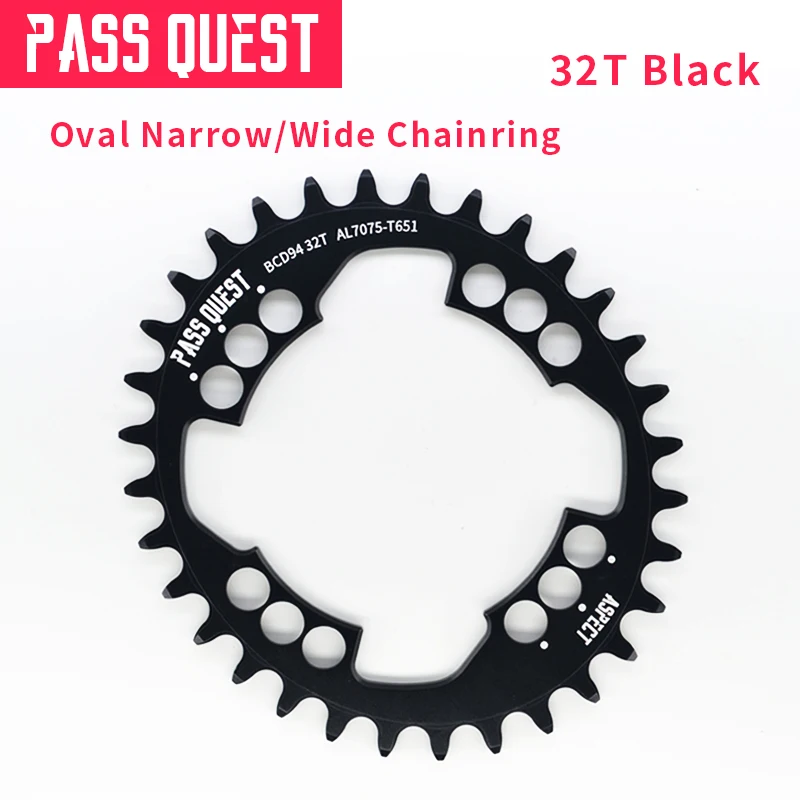 Pass Quest, 11 скоростей, Овальный горный велосипед, цепи 94BCD, GX, Кривошип, велосипедная рукоятка, передняя Звездочка шатун, горный велосипед, части 32-38T - Цвет: 32T Black