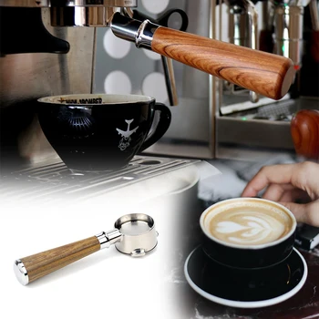 

54MM Stainless Steel Coffee Bottomless Portafilter For Delonghi Replacement Filter With Wooden Handle Coffee Accessories