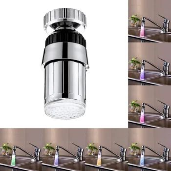 

Adjusting Water Kitchen Sink 7Color Change Water Glow Water Stream Shower LED Faucet Taps Light Water Sprayer Nozzle #25
