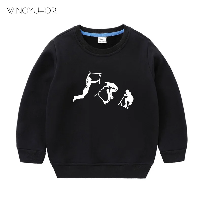 

Stunt Scooter In Action Rider Scoot Sweatshirts Children 2023 New Winter Long Sleeve Hoodies Baby Boys Girls O-neck Pullovers