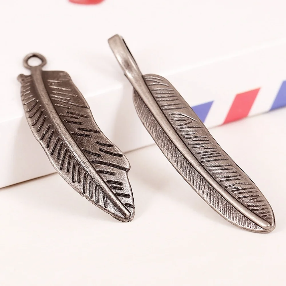 

DIY Korean Jewelry 50MM*10MM Handmade Raw Material Alloy Feather Necklace Bracelets Accessories