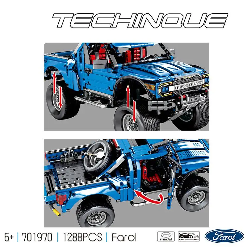 Technic Series 701970 New The F-150 Raptor Pickup Model Building Blocks Set Classic Toys For Children