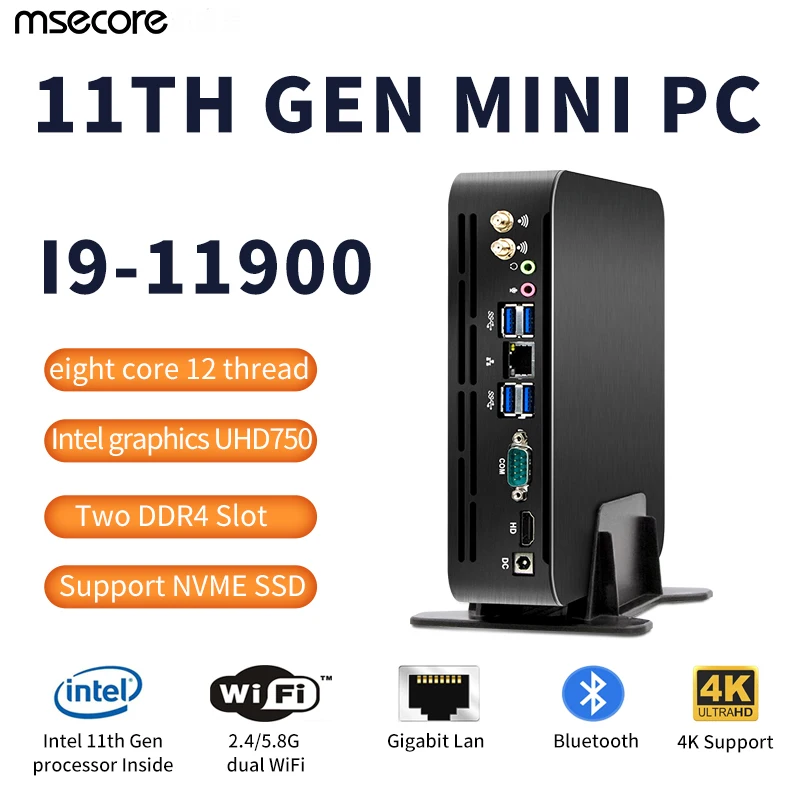 MSECORE Intel 11 поколения core i5 i7 i9 DDR4 Мини ПК Windows 10 Настольный компьютер игровой Linux