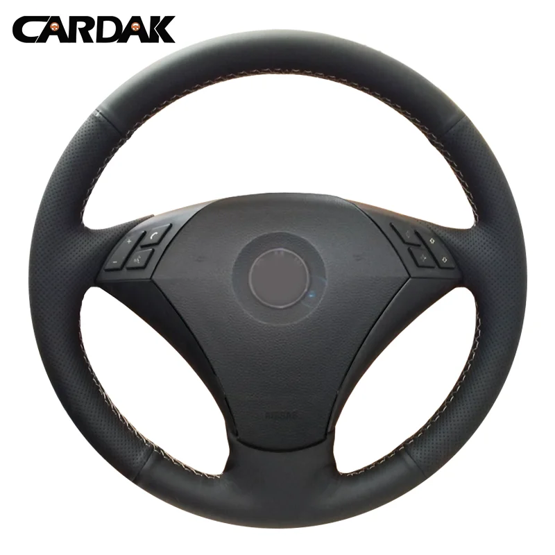 

CARDAK DIY Hand-stitched Black Artificial Leather Car Steering Wheel Cover for BMW E60 523 523li 525 520li 530 535 545i