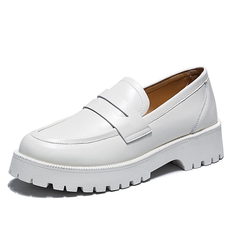 Woman Shoes Girls Hot-Sale School Genuine-Leather Loafers Thick-Soled Spring Casual British-Style