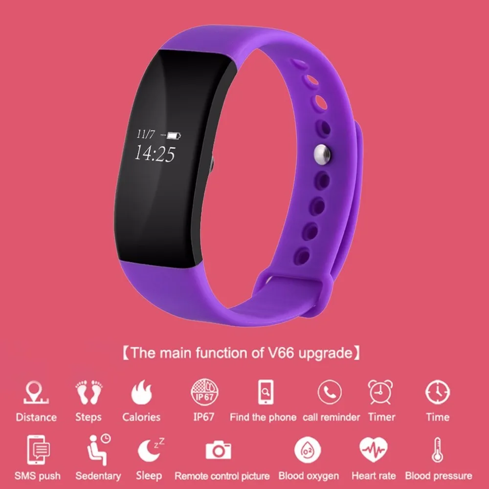 Bluetooth 4,0 Профессиональный IP67 Водонепроницаемый Heart Rate Смарт часы браслет шагомер калорий сна