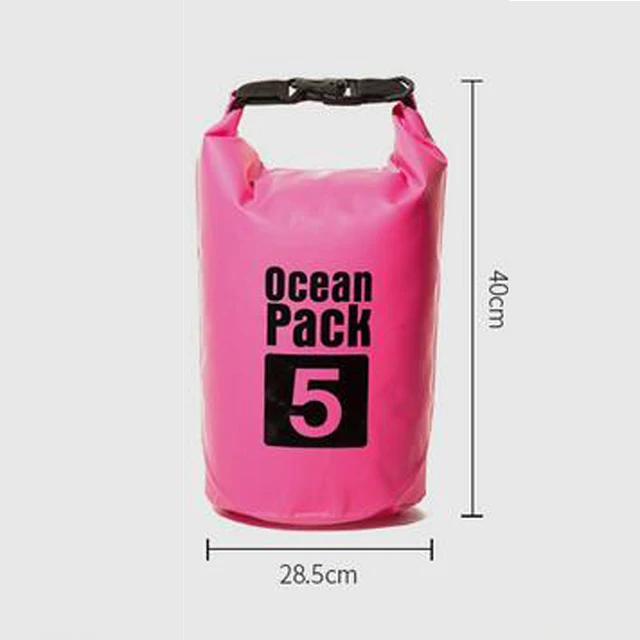 2L-30L Bucket Outdoors Waterproof Backpack Bag  Portable Rafting Diving Dry Bag Sack PVC Swimming Bags for River Trekking rose