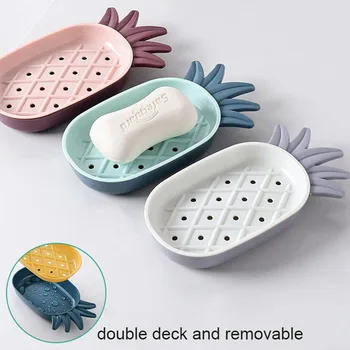 

Creative Pineapple Shape Drain Soap Box Soap Storage Box Bin Container Portable Easy Clean Soap Dishes Holder Bathroom Supply