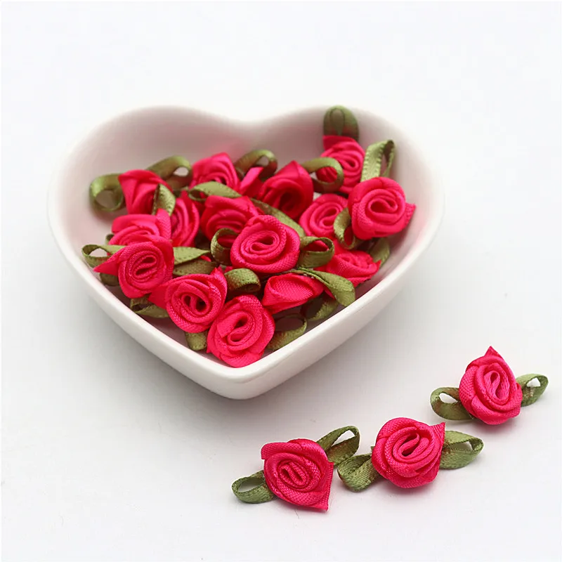 Green Leaf Rose Ribbon DIY Decoration Bowknot for Clothing Accessories (50-100pcs)