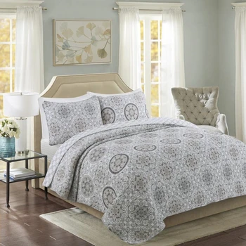 

1Pc Bed Cover+2Pcs Pillowcases Gray Curly Pattern Bedding Set Circle Bedspread Cotton Quilt Quilting Blanket Double Bed