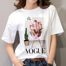 Special Offers Fashion Women's VOGUE Printing T-shirt 2020 Harajuku Casual Summer Tops Female Clothes Cute O-Neck Streetwear Ladies Tees Shirts