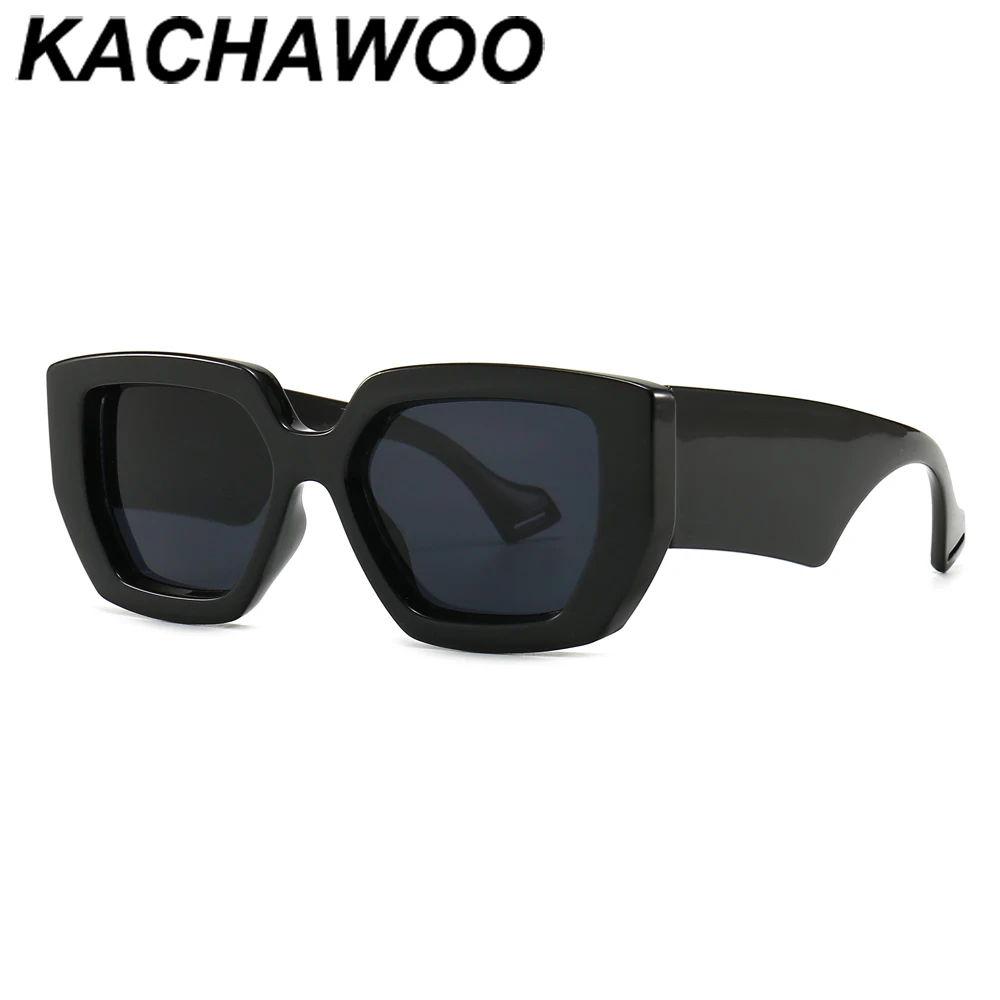 Женские квадратные солнцезащитные очки Kachawoo черные коричневые в толстой оправе