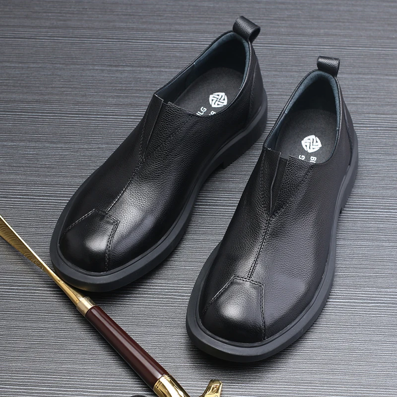 Lazy Driving Shoes mens Loafer High Quality Genuine Leather Lace-Up Business Business Casual Shoes Autumn Winter Match Cowhide