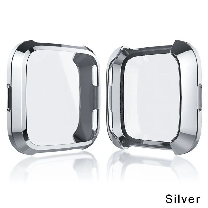 360 градусов Защитная крышка для Fitbit versa, ремешок чехол покрытие Coque Fit Bit часы Versa аксессуары защитный чехол для экрана capa - Цвет: silver