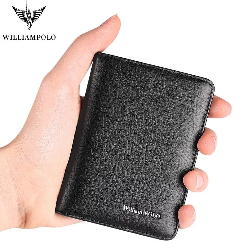 William Polo nuevas de cuero Mini cartera de los hombres ultra delgada  Cartera de viajes de lujo de la marca de la tarjeta de crédito clip de moda  de alta calidad bolso