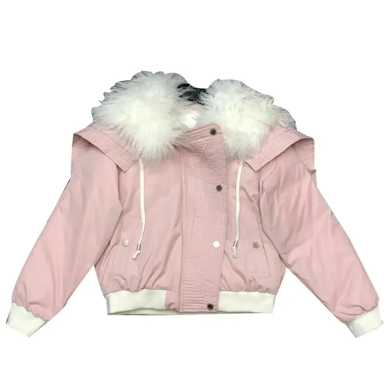 Новинка года; зимнее пуховое пальто на молнии с капюшоном и воротником из овечьей шерсти