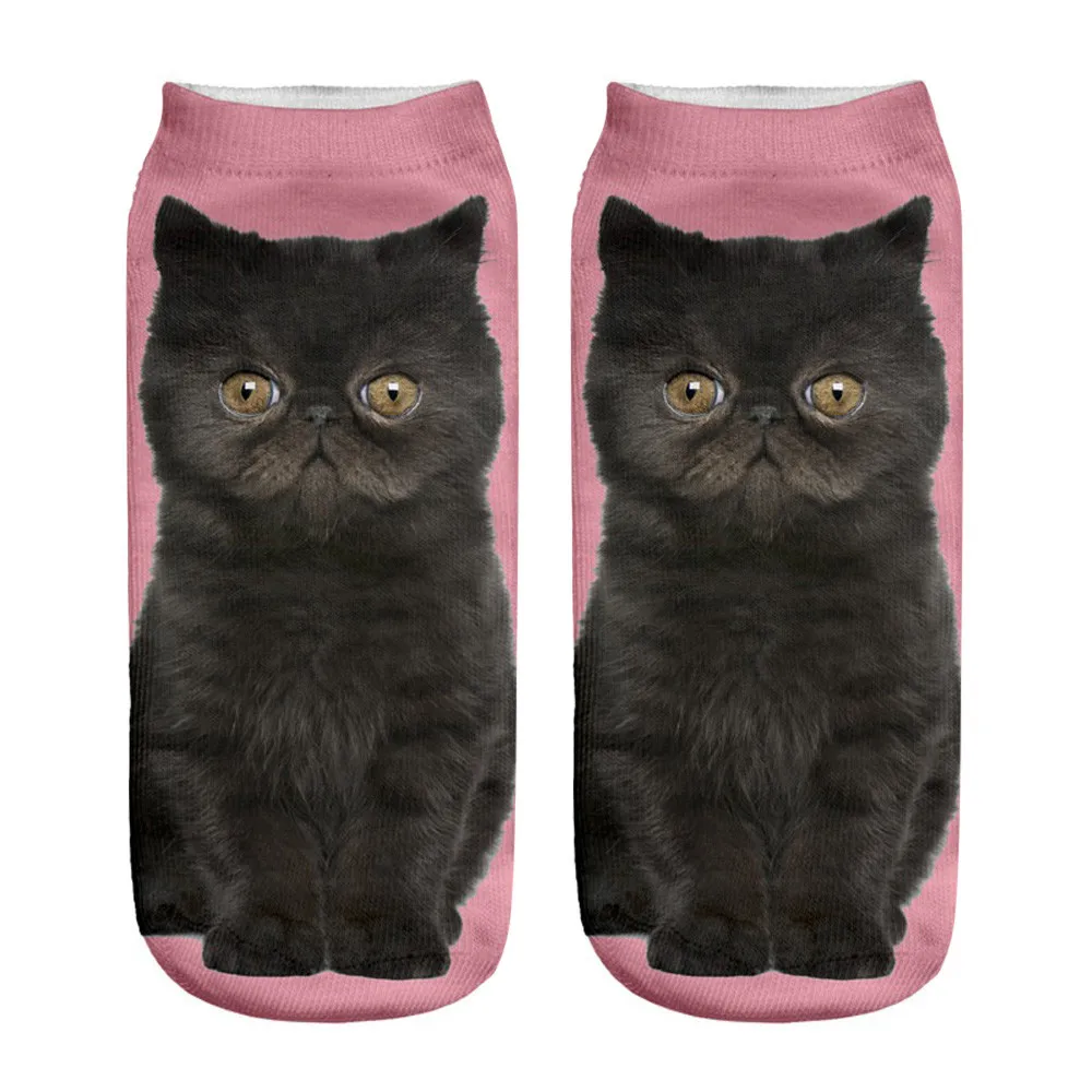Новинка женские носки с милым 3D принтом кошки повседневные спортивные дышащие