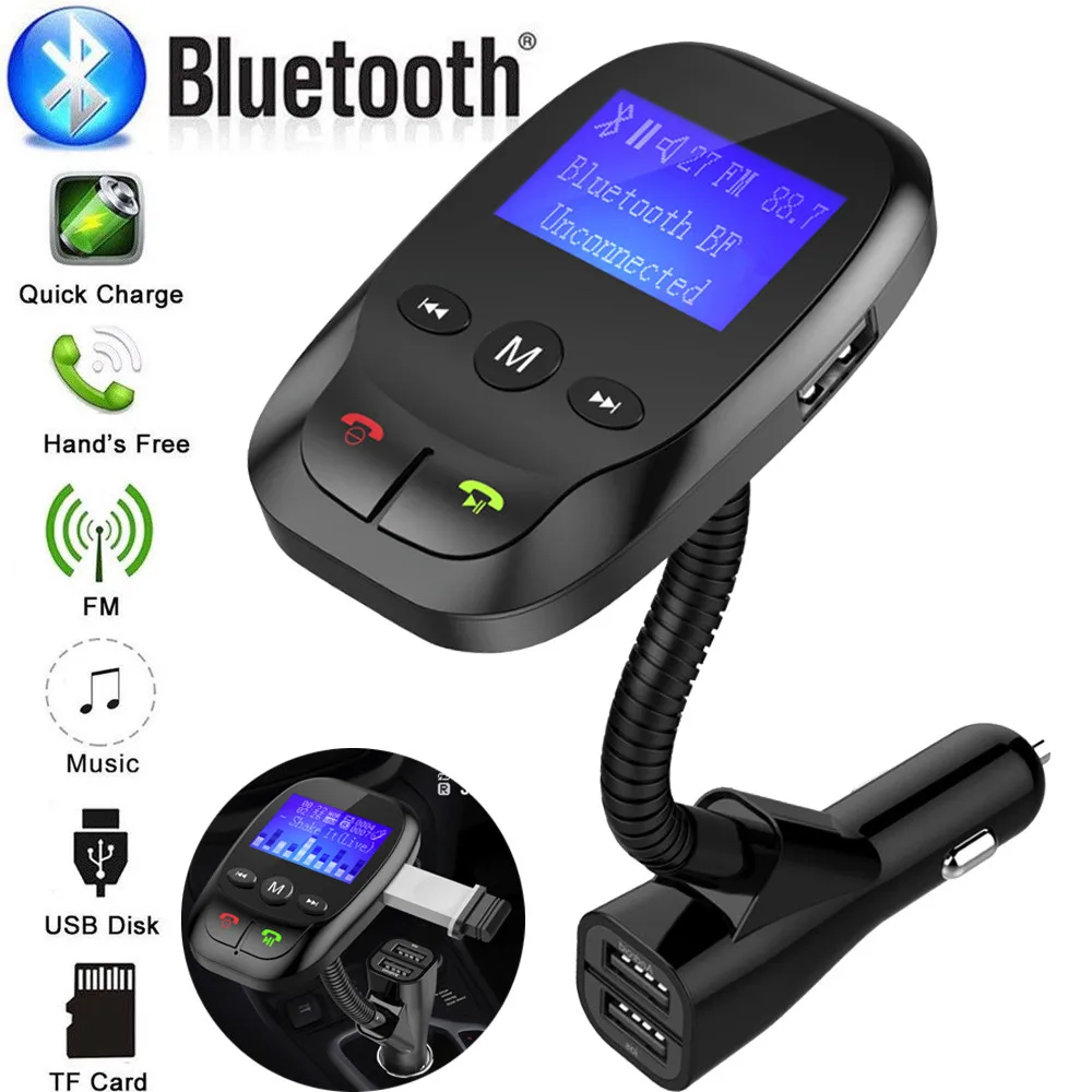 

OMESHIN Car MP3 Player Wireless In-Car Bluetooth FM Transmitter MP3 Radio Adapter Car Kit UX SD card Dual USB Charger Mp3 Player