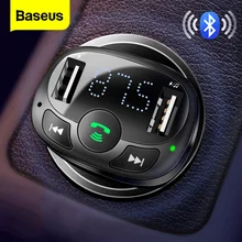 Transmetteur FM Baseus Bluetooth Aux Audio lecteur MP3 Radio FM double USB chargeur de voiture à Charge rapide modulateur FM Kit mains libres voiture