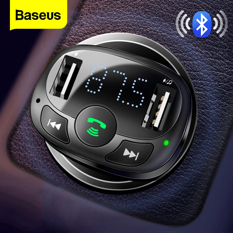 Baseus Fm Transmitter Bluetooth Aux Audio Mp3 Player Fm Radio Dual Usb