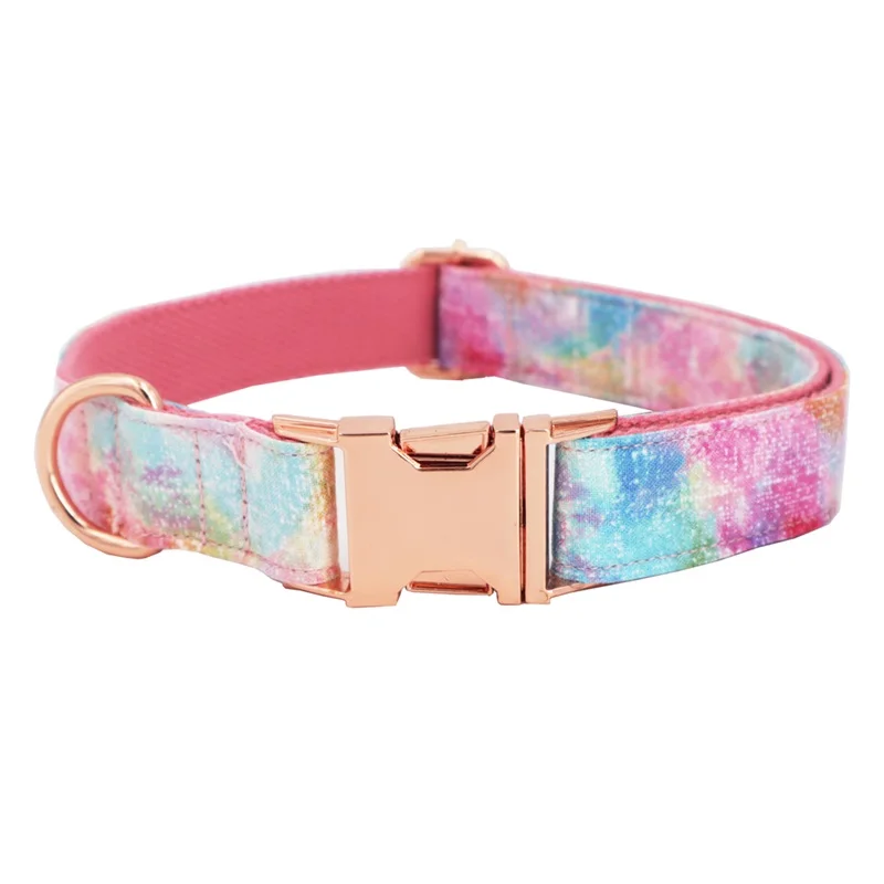 Dog Collar and Leash Set For Pet Cat with Rose Gold Metal Buckle