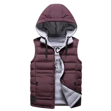 Мужской осенне-зимний хлопковый жилет с воротником-стойкой, приталенный Толстый жилет, Молодежный жилет, повседневный теплый жилет