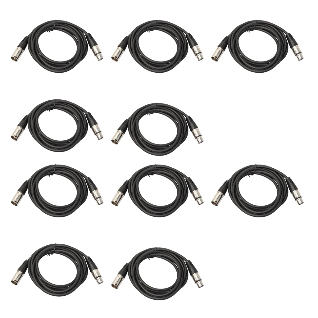 10 Pieces 3 Pin XLR Male To XLR Female Cables Microphone Audio Cable 10 Feet, Cable for Studio Recording and Live Sound