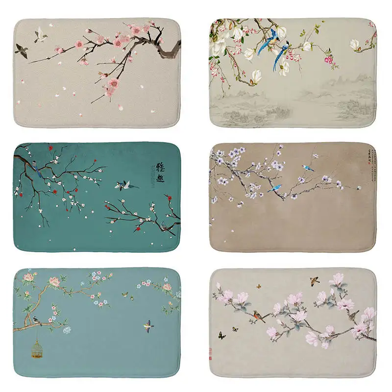 

pink Magnolia flowers print Flannel Floor Mat Anti-Slip Tapete Floor Mats Rugs for Kitchen Doormat welcome mats for front door