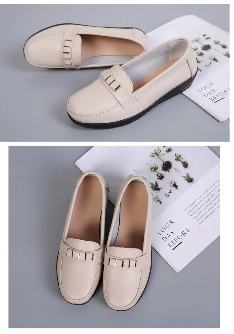 Women shoes genuine leather loafers non-slip solid color casual shoes ladies 2022 new fashion flats woman shoes zapatos de mujer