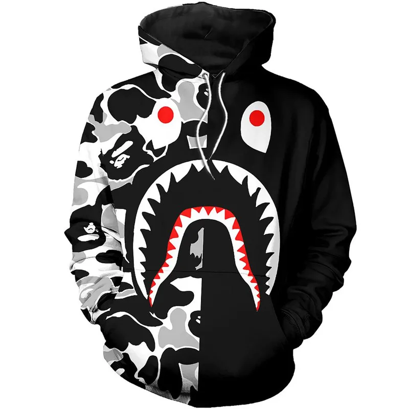 Толстовка Love shark с 3D принтом на молнии модная повседневная толстовка в стиле