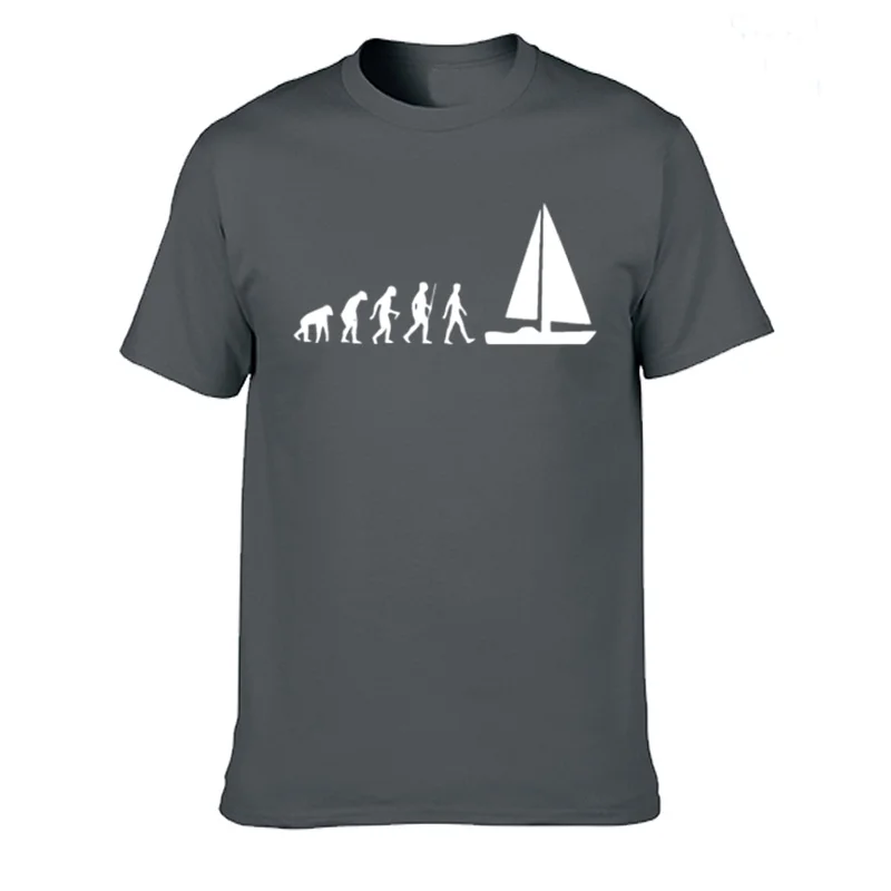 Fashion Evolution Sail Boat T-shirt Men Summer Style Cotton Short Sleeve T Shirt Funny Tee Mans Tops Clothing XS-3XL