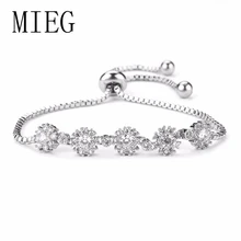 MIEG бренд Снежинка кубического циркония Кристалл CZ Циркон Свадебные браслеты для женщин или девочек в 3 разных цветах