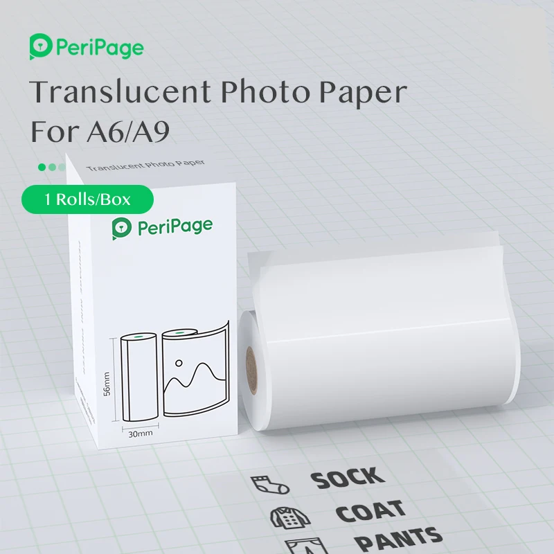 PeriPage-papel translúcido para Mini impresora térmica A6 A8, 56x30mm