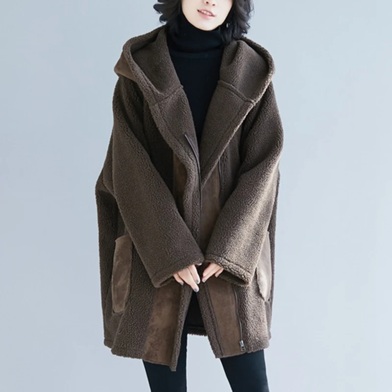 brown XJ2617 XITAO Plus Size Jacket Women Full Sleeve Elegant Wide Waist Single Breast Pocket Winter Small Fresh Minority Coat XJ2617 - Цвет: brown XJ2617