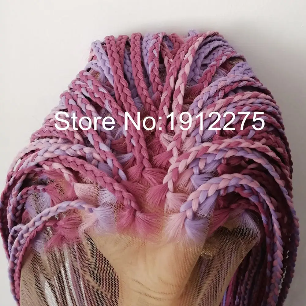 Sylvia синтетические плетеные парики на кружеве смешанные фиолетовые волосы длинные плетеные парики для женщин часть естественный вид косплей парик