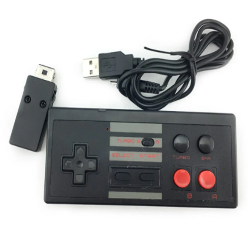 Black 100 набор 2,4 ГГц беспроводной игровой контроллер игровой коврик для N E S мини игровой консоли - Color: Black