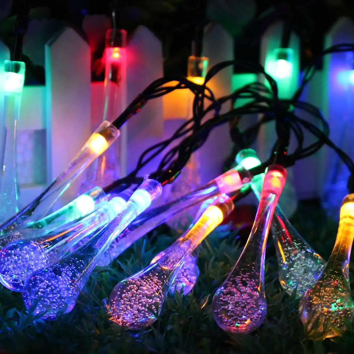 Multicolor На солнечных батареях Открытый 50 светодиодный светильник-капельница Сказочный свет для свадьбы, рождественской вечеринки, домашний декор, водонепроницаемая лампа в виде капли DC3V IP65 - Испускаемый цвет: Multicolor