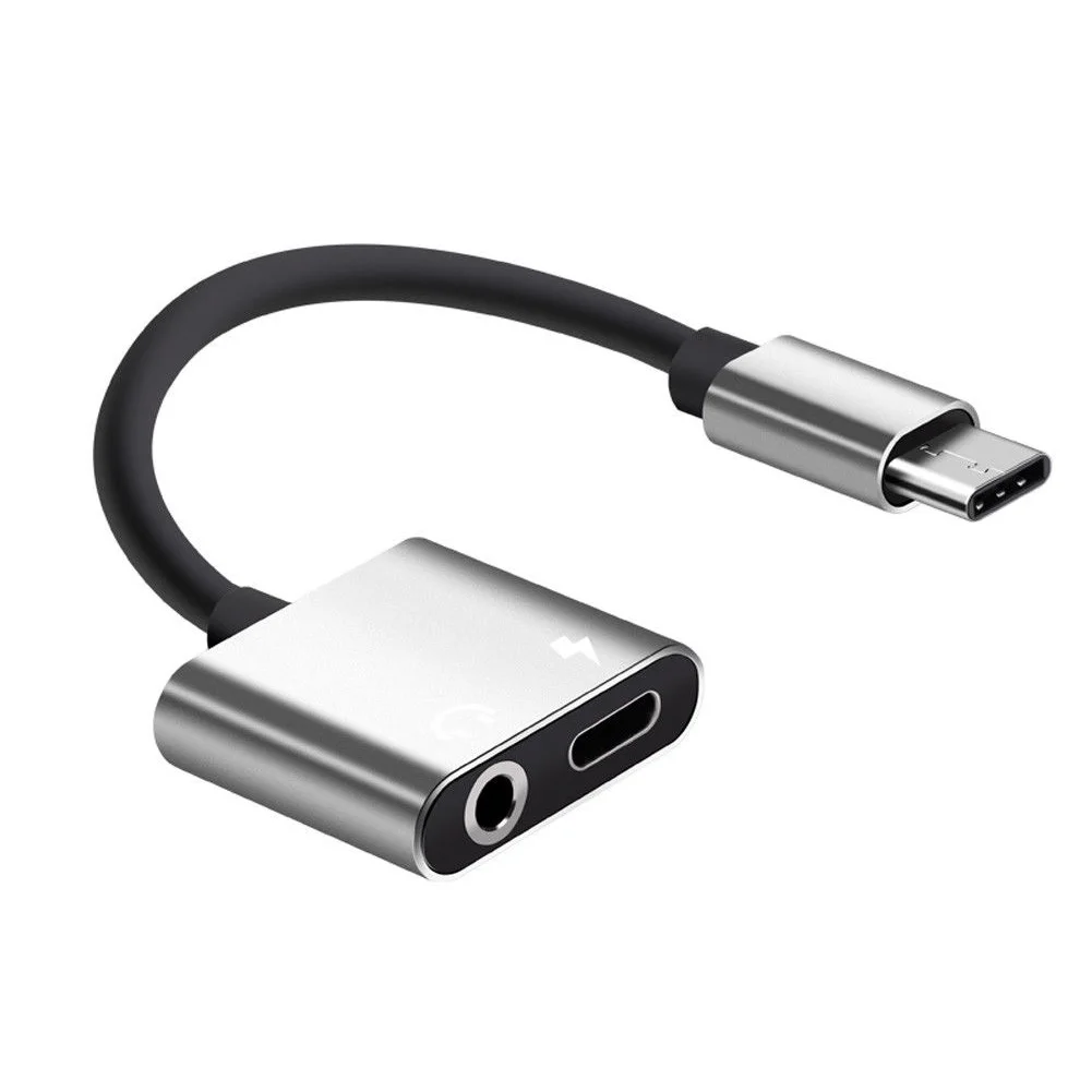 

To 3.5mm Jack Adapter Charge Audio Type-C 2 In 1 Aux Headphone Head For Android