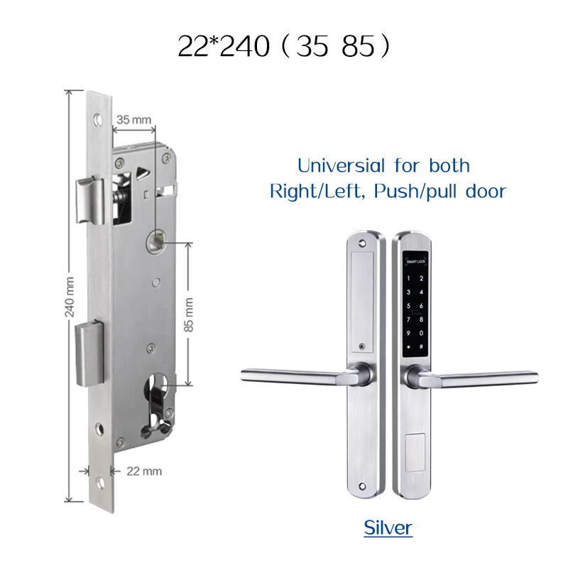 3585 silver TTLock приложение умный раздвижной замок wifi электронный дверной замок Bluetooth цифровое приложение клавиатура код RFID карта замок без ключа - Цвет: 3585 silver