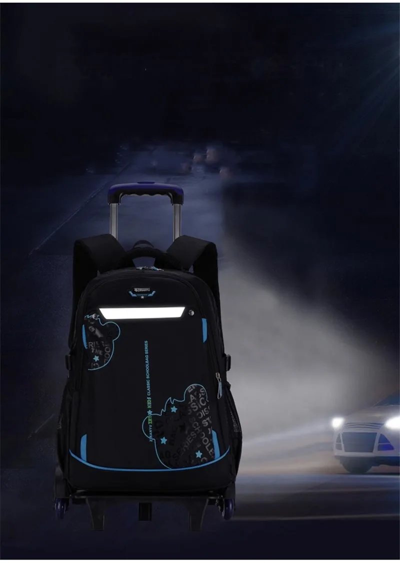 Wheels Children Rolling School Backpacks 2/6/big Arrival Detachable wheeled Trolley School Bags Kids Backpack Bookbag