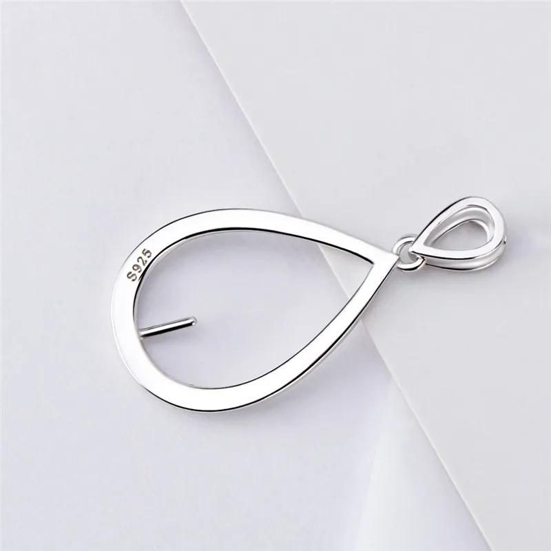 CLUCI Authentic 925 Pearl Pendant Mounting for Women Sterling Silver Oval Shaped Simple Charms Pendant Setting SP424SB pendant necklace silver pendant silver necklace charms